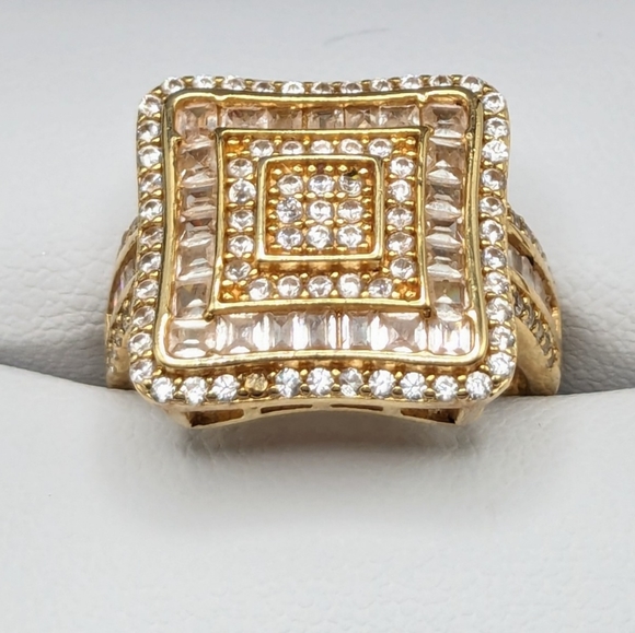 PRICE DROP -18k Gold and Cubic Zirconia Ring, 18k over silver, 925 NWOT - Picture 4 of 10